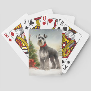 Jeu De Cartes Schnauzer Chien à Noël de neige