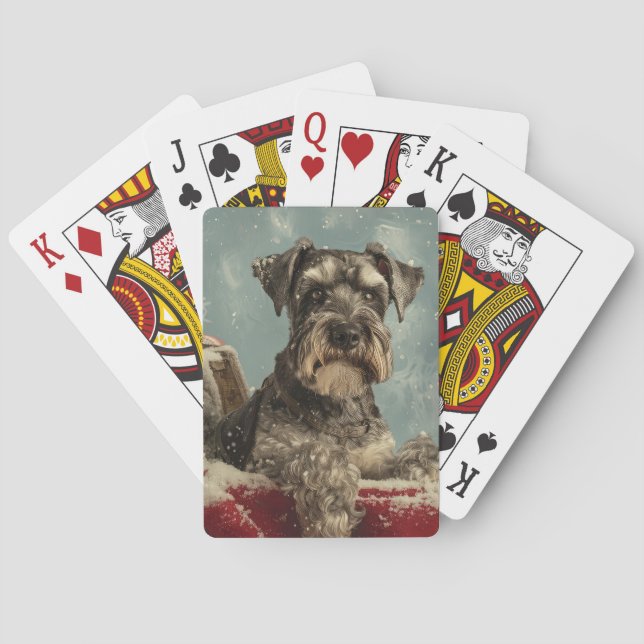 Jeu De Cartes Schnauzer Chien Festif de Noël (dos)