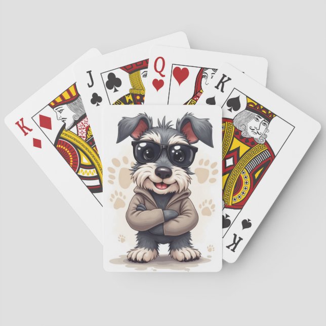 Jeu De Cartes Schnauzer Mignon Kawaii Drôle (dos)