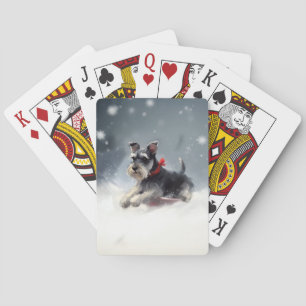 Jeu De Cartes Schnauzer miniature neige de Noël hiver