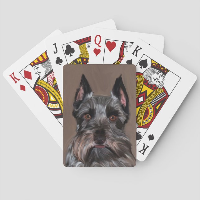 Jeu De Cartes Schnauzer Miniature peinture couleur de l'eau (dos)