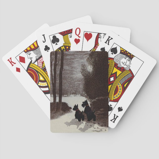 Jeu De Cartes Scotties la nuit surréaliste d'hiver (dos)