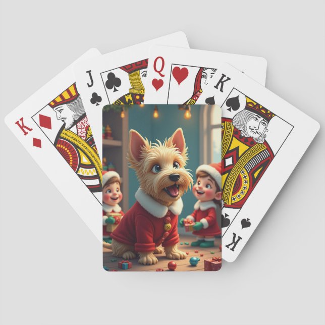 Jeu De Cartes Scottish Terrier Helping Santa’s Elves Christmas (dos)