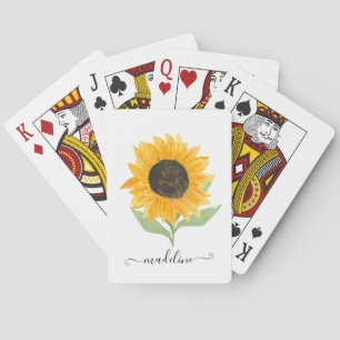 Jeu De Cartes Script de nom personnalisé de tournesol rustique m