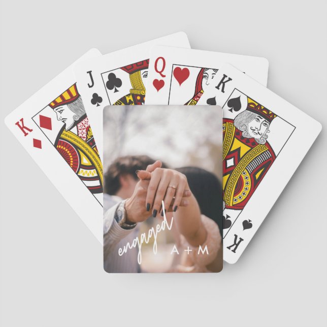 Jeu De Cartes Script Photo Minimal "Engagés" Initiales Personnal (dos)