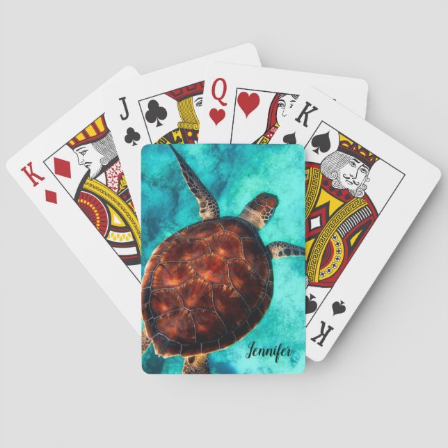Jeu De Cartes Sea Turtle Design Personalized Playing Cards (dos)