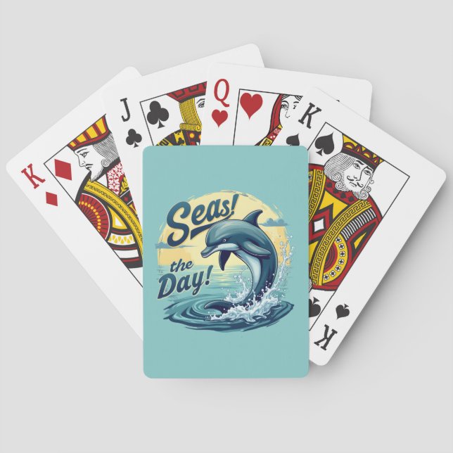 Jeu De Cartes Seas Day Retro Dolphin Océan esthétique (dos)