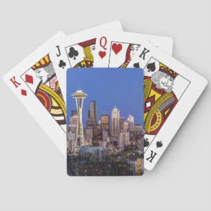 Jeu De Cartes Seattle, centre-ville et mont Rainier au crépuscul