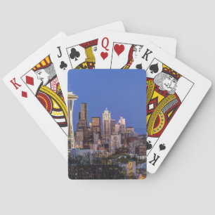 Jeu De Cartes Seattle, centre-ville et Mt. Rainier au crépuscule