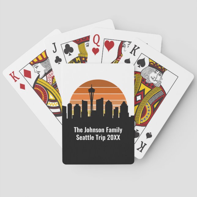 Jeu De Cartes Seattle Skyline Sunset Trip Keepsaké personnalisé (dos)