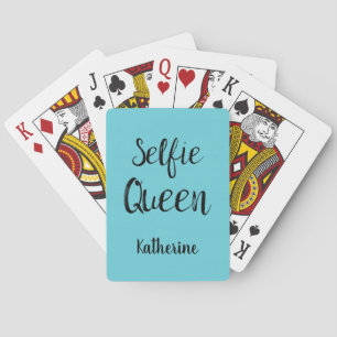 Jeu De Cartes Selfie Nom Reine Personnalisé Turquoise Turquoise 