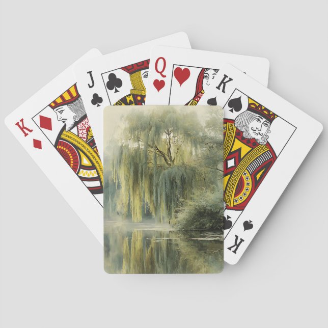 Jeu De Cartes Serene Willow Tree Reflection Nature Art (10) (dos)