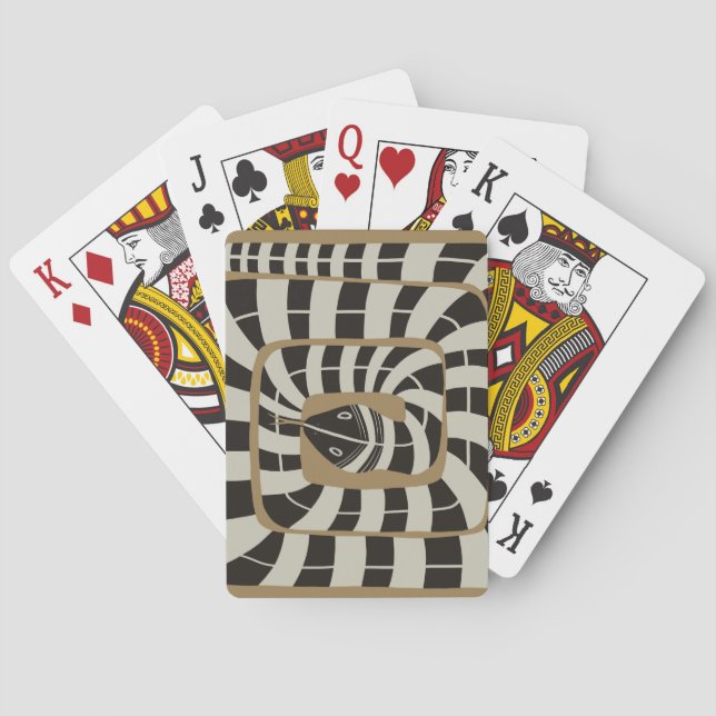 Jeu De Cartes Serpent Abstrait rayé amusant dans les tons neutre (dos)