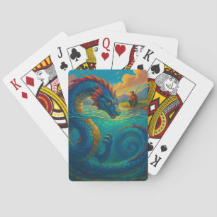 Jeu De Cartes Serpent de mer drôle jouant avec un imaginaire pêc