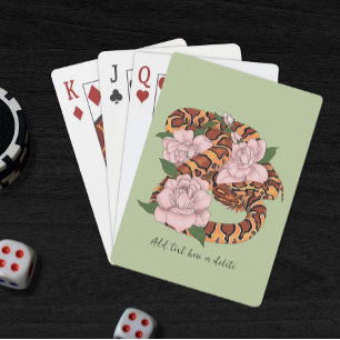 Jeu De Cartes Serpent des blés vibrant Fleurs de pivoine roses V