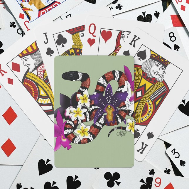 Jeu De Cartes Serpent laitier floral exotique vert (Créateur téléchargé)