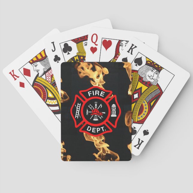 Jeu De Cartes Service d'incendie de pompiers | Flames du logo de (dos)