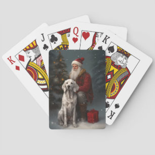 Jeu De Cartes Setter anglais avec Noël Festif du Père Noël