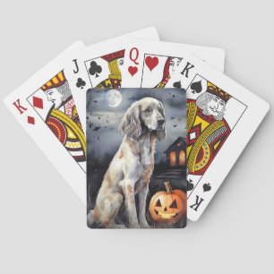 Jeu De Cartes Setter Anglais d'Halloween avec citrouilles Épouva