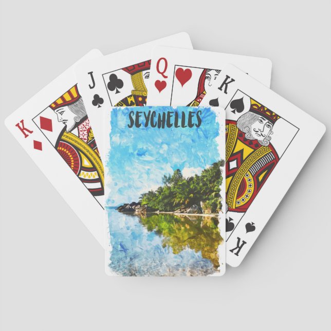 Jeu De Cartes Seychelles Tropical Creole Island Travel Artwork (dos)