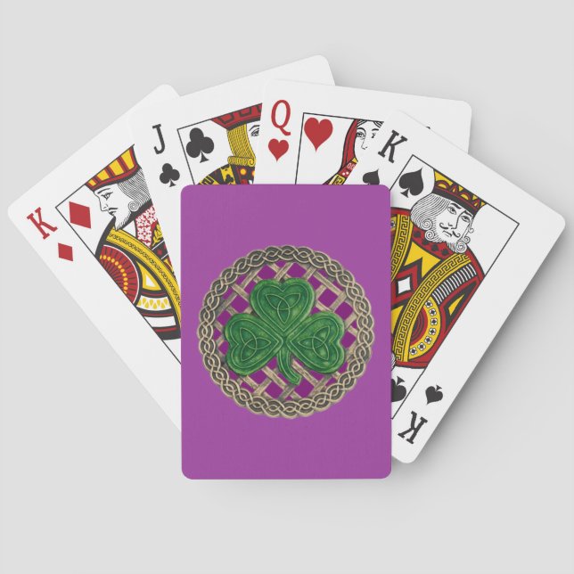 Jeu De Cartes Shamrock Violet Sur Des Noeuds Celtiques Jouer Des (dos)