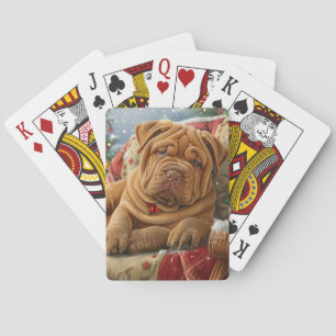 Jeu De Cartes Shar Pei Chien Festif de Noël