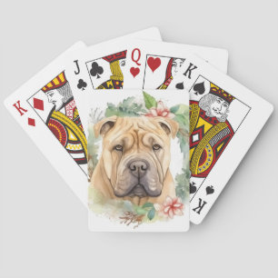 Jeu De Cartes Shar Pei Christmas Wreath Festive Pup