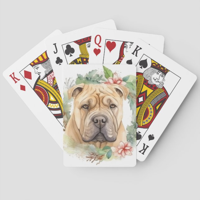 Jeu De Cartes Shar Pei Christmas Wreath Festive Pup (dos)