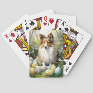 Jeu De Cartes Shetland Sheepdog avec vacances de œufs de Pâques