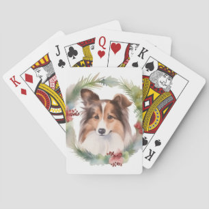Jeu De Cartes Shetland Sheepdog Christmas Wreath Festive Pup