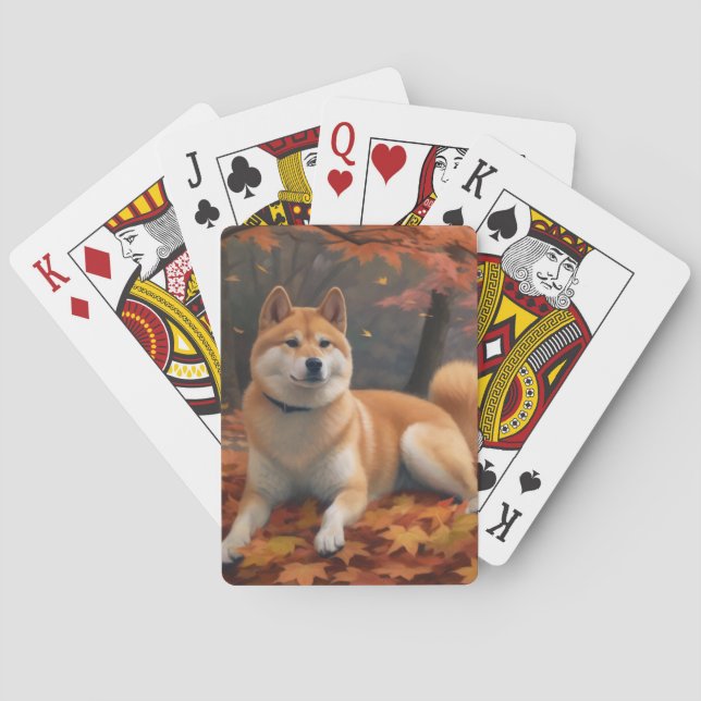 Jeu De Cartes Shib Inu en automne Leaves automne Inspire (dos)