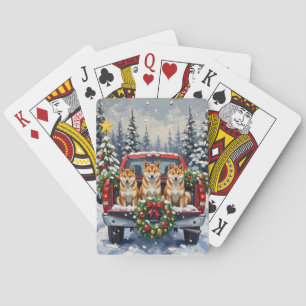 Jeu De Cartes Shiba Inu Noël Camion Rouge Fêtes