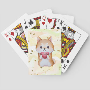 Jeu De Cartes Shiba Inu Tenir Un Coeur