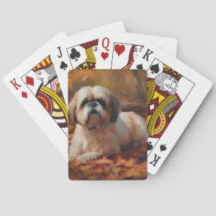 Jeu De Cartes Shih Tzu à l'automne Feuilles automne Inspire