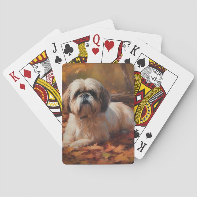 Jeu De Cartes Shih Tzu à l'automne Feuilles automne Inspire (dos)