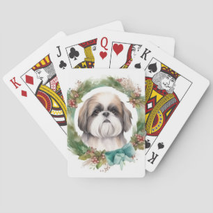 Jeu De Cartes Shih Tzu Christmas Wreath Festive Pup