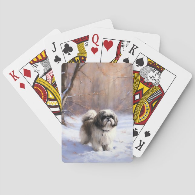 Jeu De Cartes Shih Tzu Laisse Neige Noël (dos)