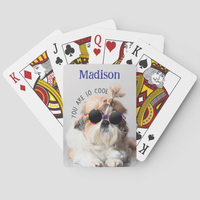 Jeu De Cartes Shih Tzu You are Cool cute fun Photo Custom name (dos)