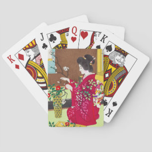 Jeu De Cartes Shiro Kasamatsu Ikebana, fleurs femme maiko art