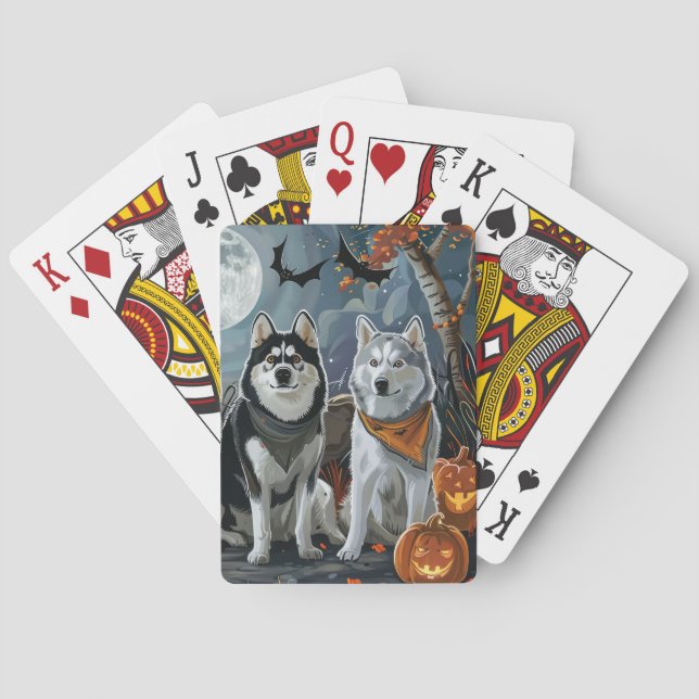 Jeu De Cartes Siberian Husky Halloween Épouvantable  (dos)