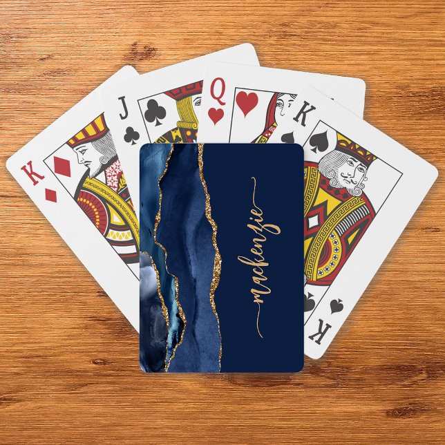 Jeu De Cartes Signature personnalisée Marine Blue Gold Agate (Créateur téléchargé)