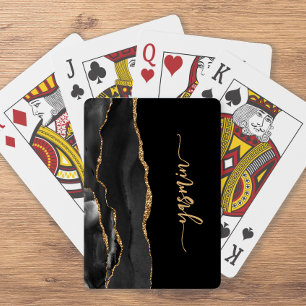 Jeu De Cartes Signature personnalisée Porte d'or noir