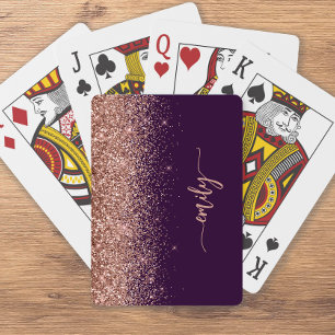 Jeu De Cartes Signature personnalisée rose gold violet pailleté