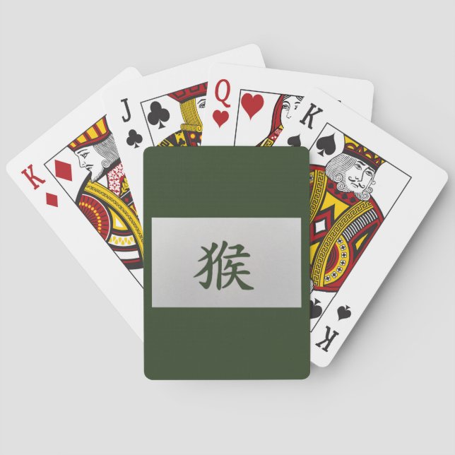 Jeu De Cartes Signe chinois zodiaque vert singe (dos)
