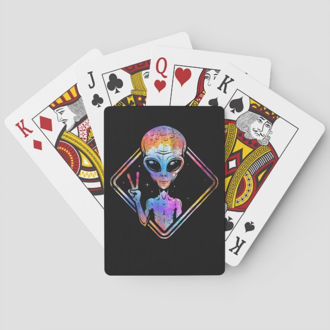 Jeu De Cartes SIGNE DE LA PAIX HIppie Alien cadeau de l'espace e (dos)
