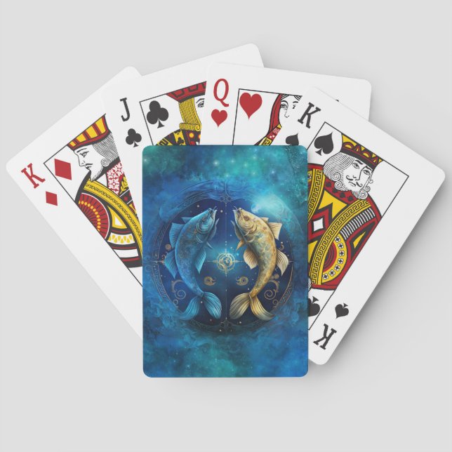 Jeu De Cartes Signe de zodiaque Pisces Design d'aquarelle (dos)