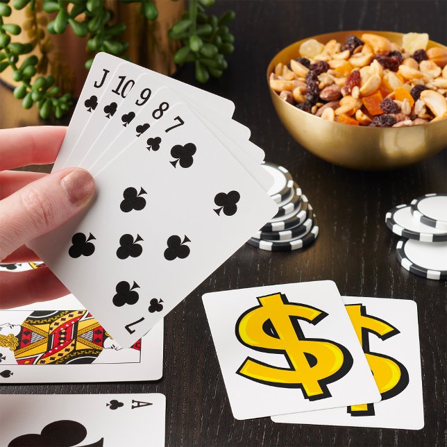 Jeu De Cartes Signe Dollar Or Gras Symbole Monétaire Jaune (Créateur téléchargé)