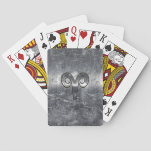 Jeu De Cartes Signe du zodiaque Bélier en style d'acier argenté