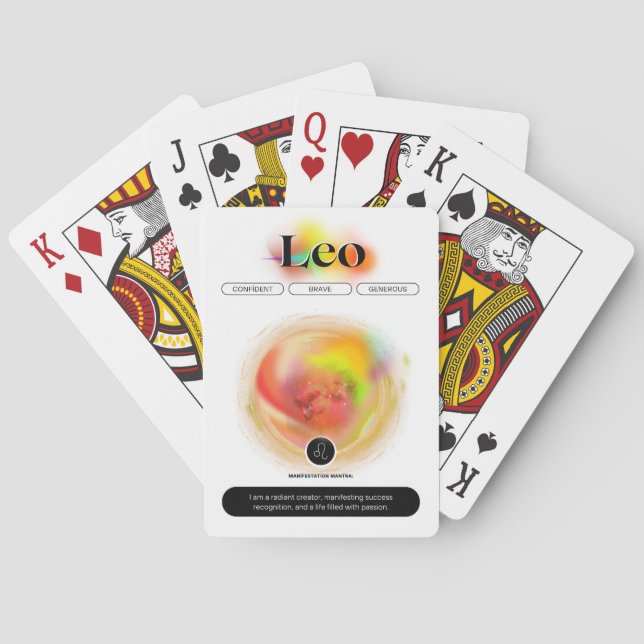 Jeu De Cartes Signe moderne Zodiac Leo Citation | Élément incend (dos)