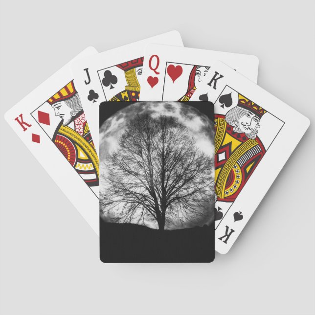 Jeu De Cartes Silhouette d'arbre devant une Pleine lune (dos)